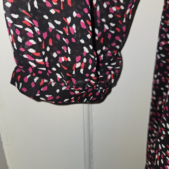 Express Long Sleeve V-Neck Mini Romper - Pink/White Speckled - XS - Picture 3 of 9